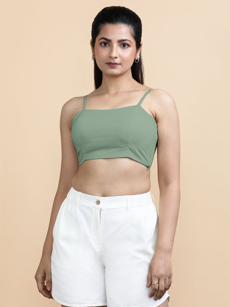 Gloria x Soma | Women's Cropped Top in Peppermint Green Linen-Binks