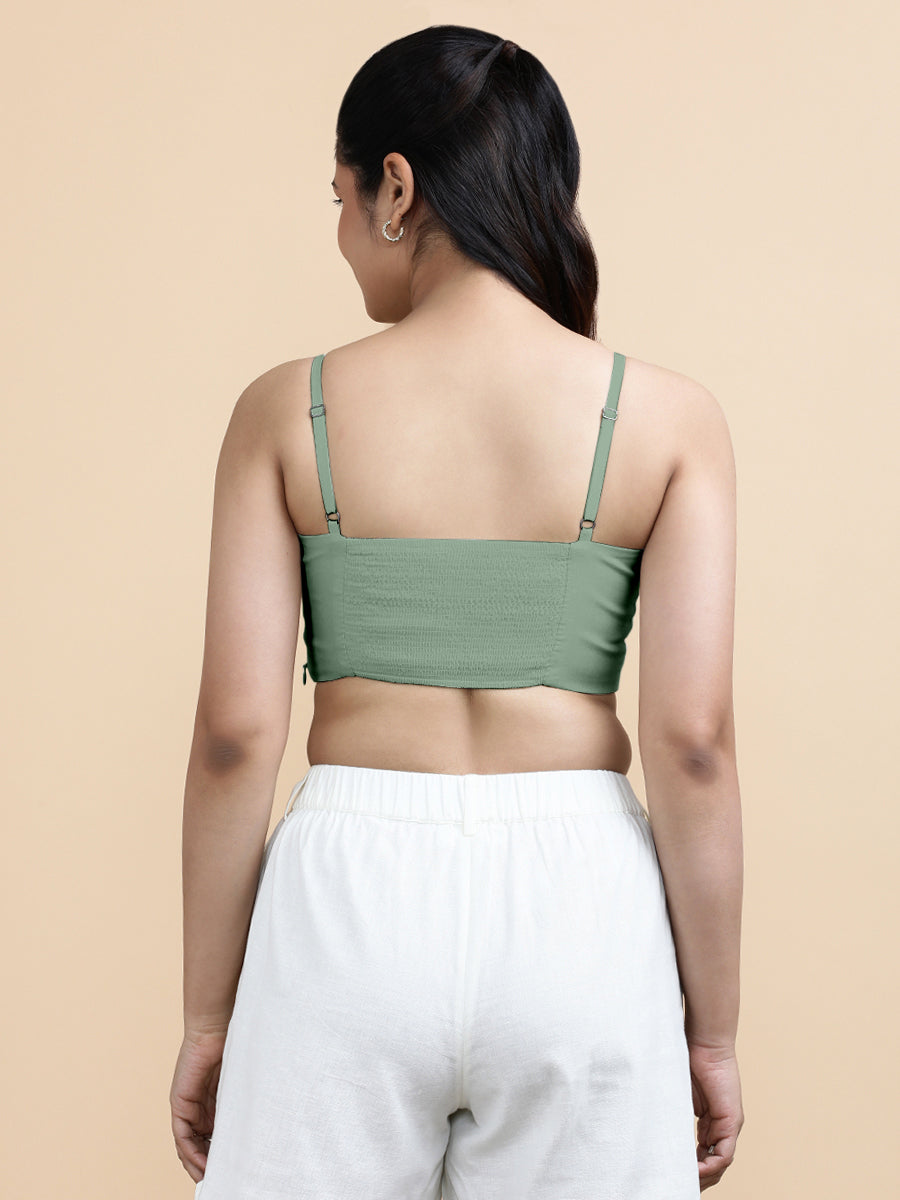 Gloria x Soma Top, in Green 70% Cotton 30% Linen, featuring sleeveless and shoulder straps neckline, made for daily & work.