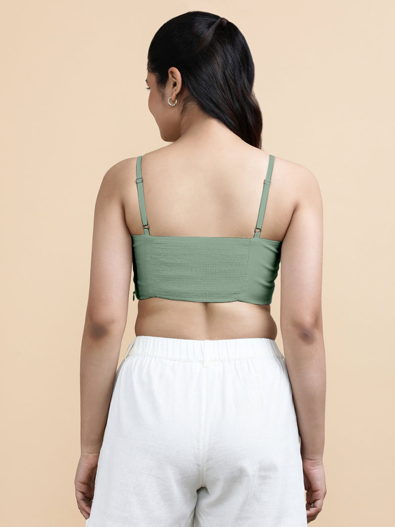 Gloria x Soma | Women's Cropped Top in Peppermint Green Linen-Binks