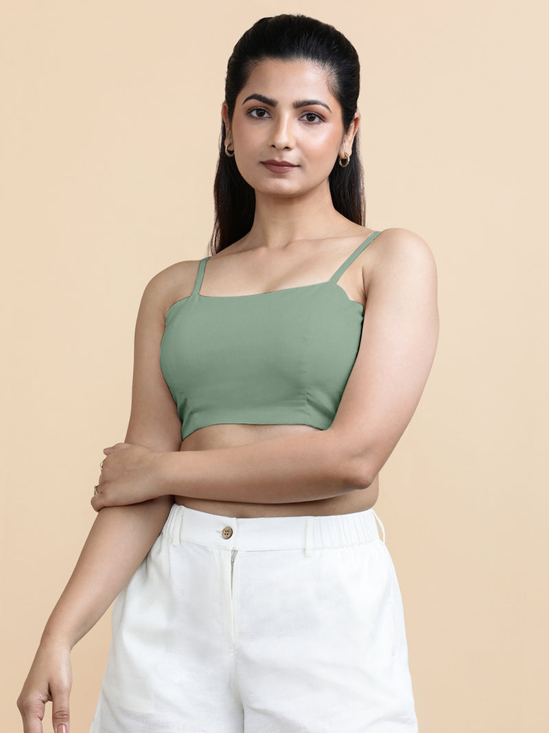 Gloria x Soma | Women's Cropped Top in Peppermint Green Linen-Binks