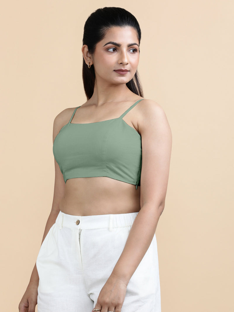 Gloria x Soma | Women's Cropped Top in Peppermint Green Linen-Binks