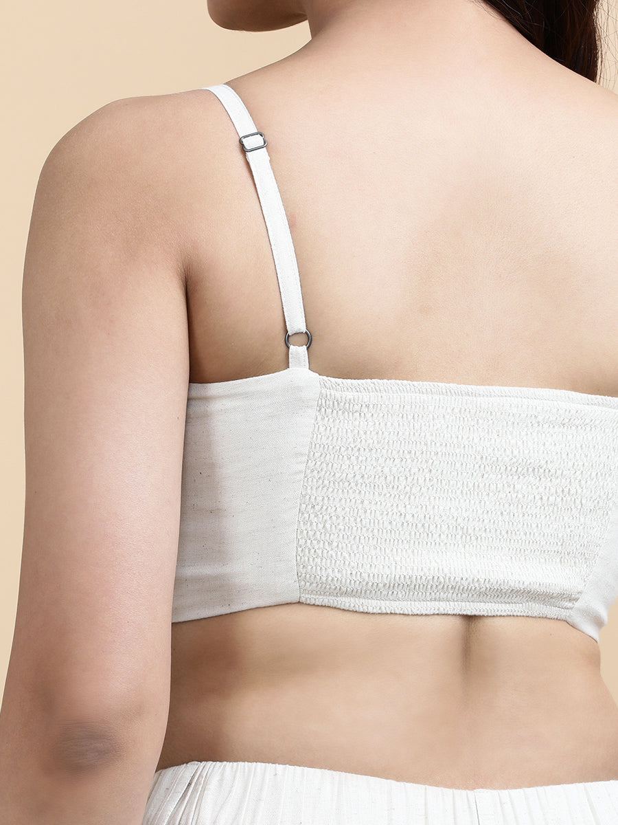 Jenny x Soma Top, in Cream 70% Cotton 30% Linen, featuring sleeveless and shoulder straps neckline, made for daily & work.