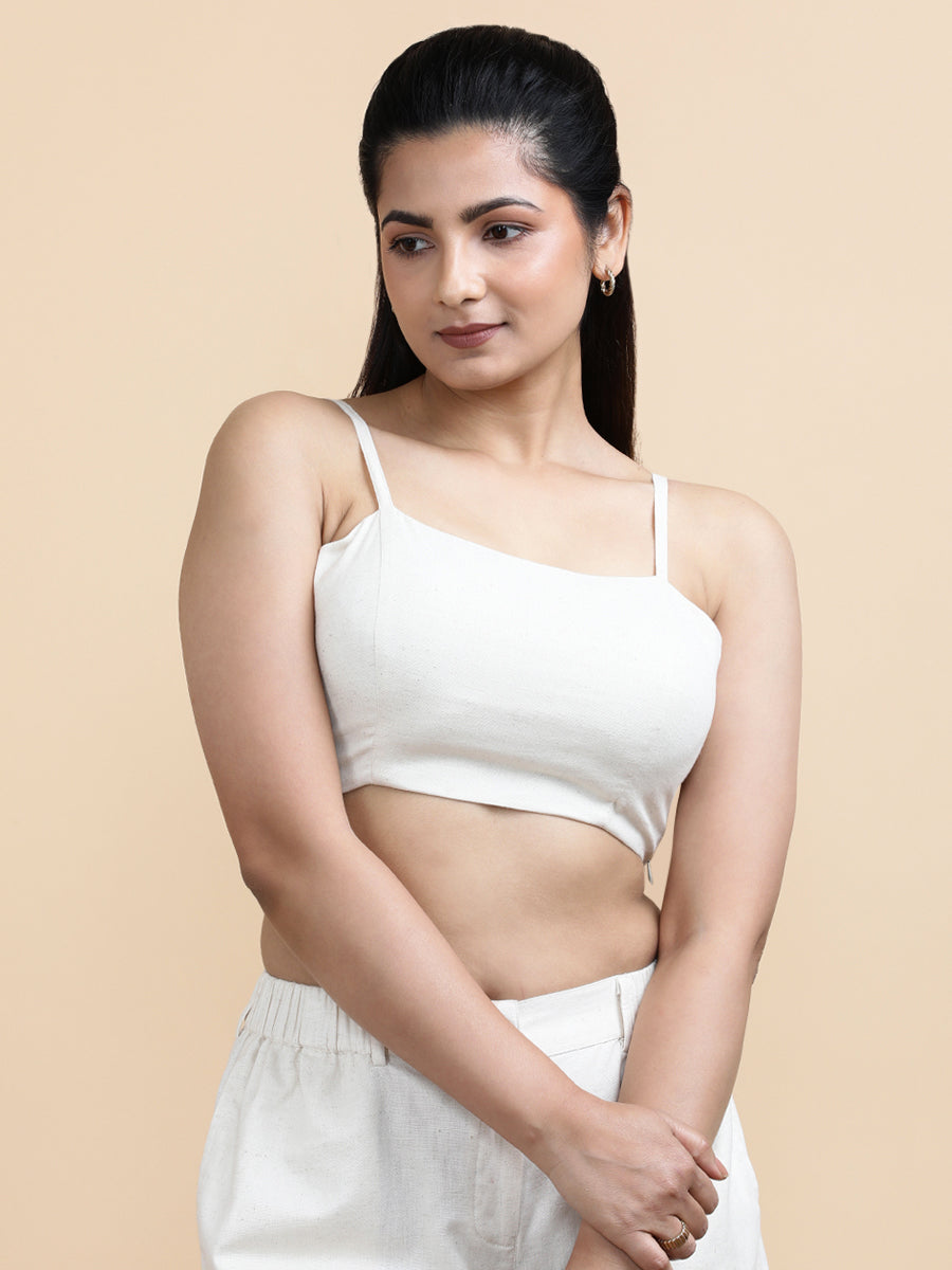 Jenny x Soma Top, in Cream 70% Cotton 30% Linen, featuring sleeveless and shoulder straps neckline, made for daily & work.