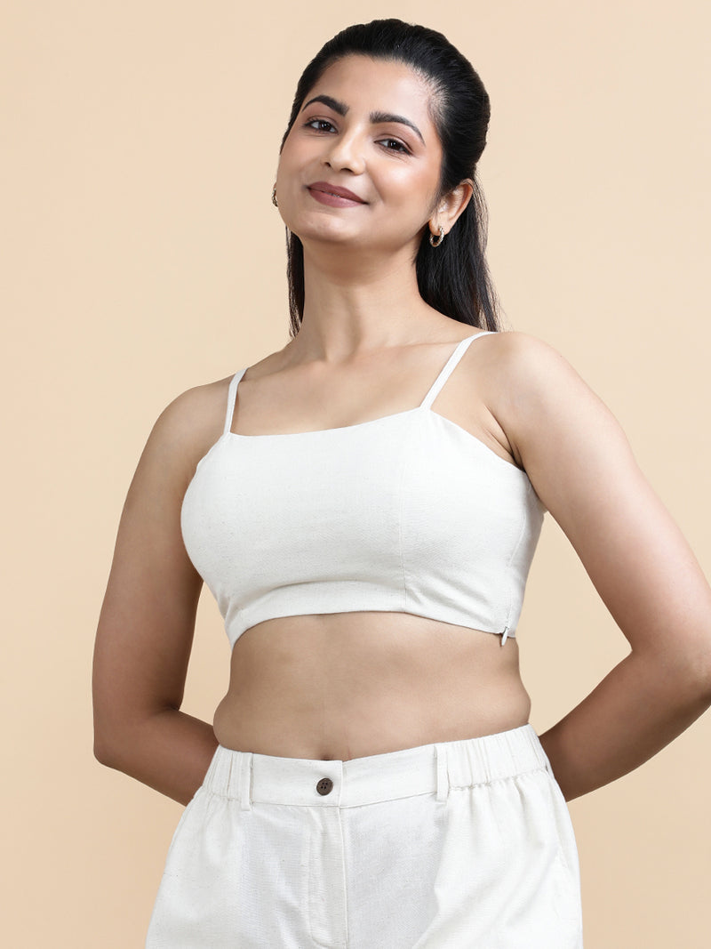 Jenny x Soma | Women's Cropped Top in Natural Fleck Linen-Binks