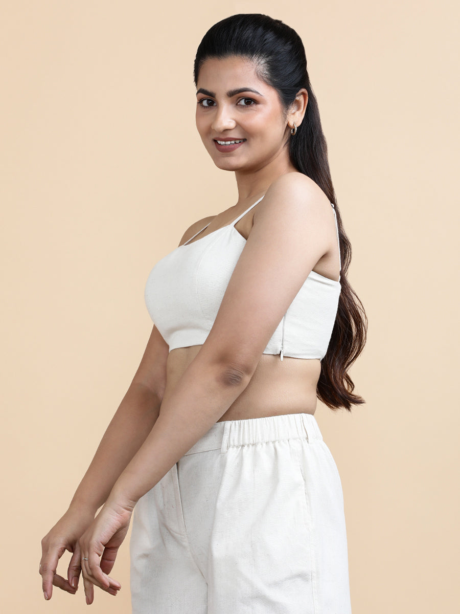 Jenny x Soma Top, in Cream 70% Cotton 30% Linen, featuring sleeveless and shoulder straps neckline, made for daily & work.