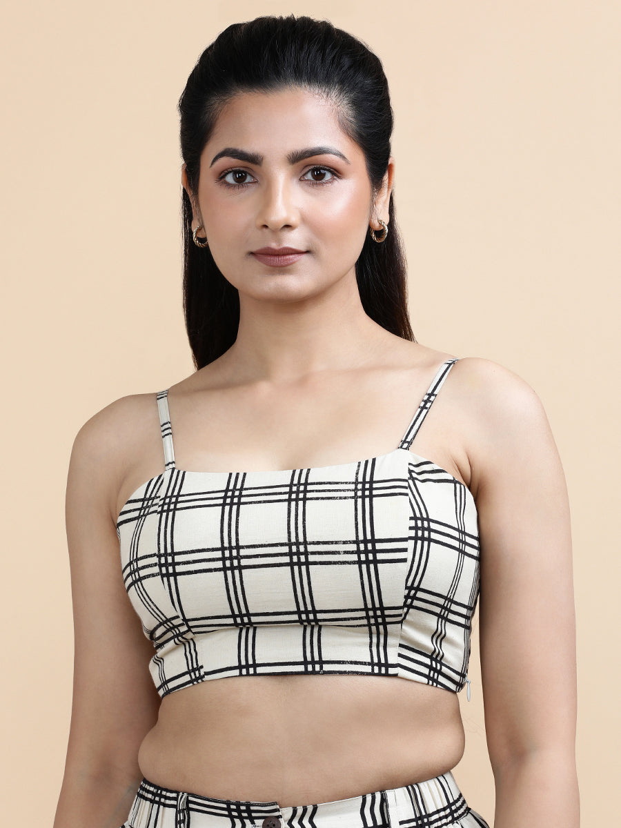 Marie x Soma Top, in Cream 100% Cotton, featuring sleeveless and shoulder straps neckline, made for daily & work (view 3).