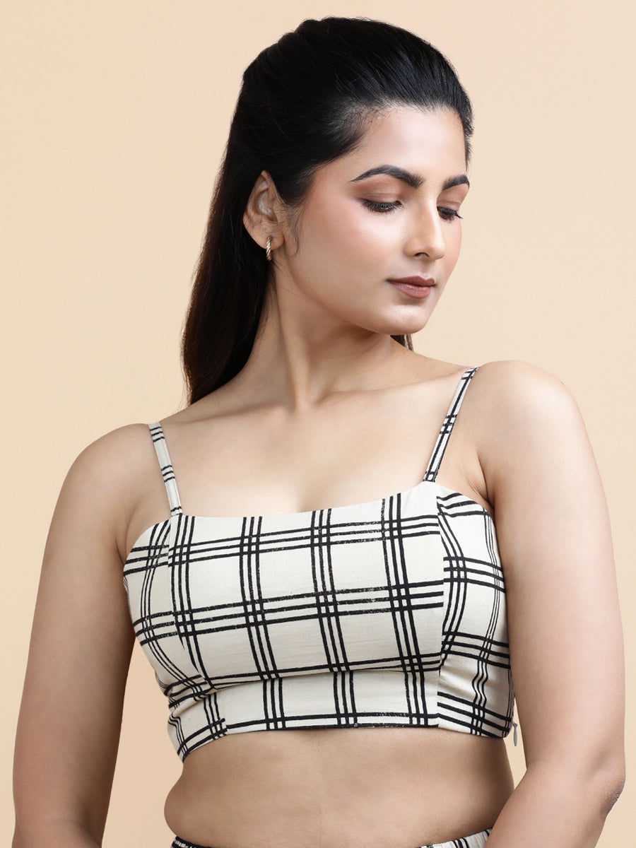 Marie x Soma Top, in Cream 100% Cotton, featuring sleeveless and shoulder straps neckline, made for daily & work (view 6).