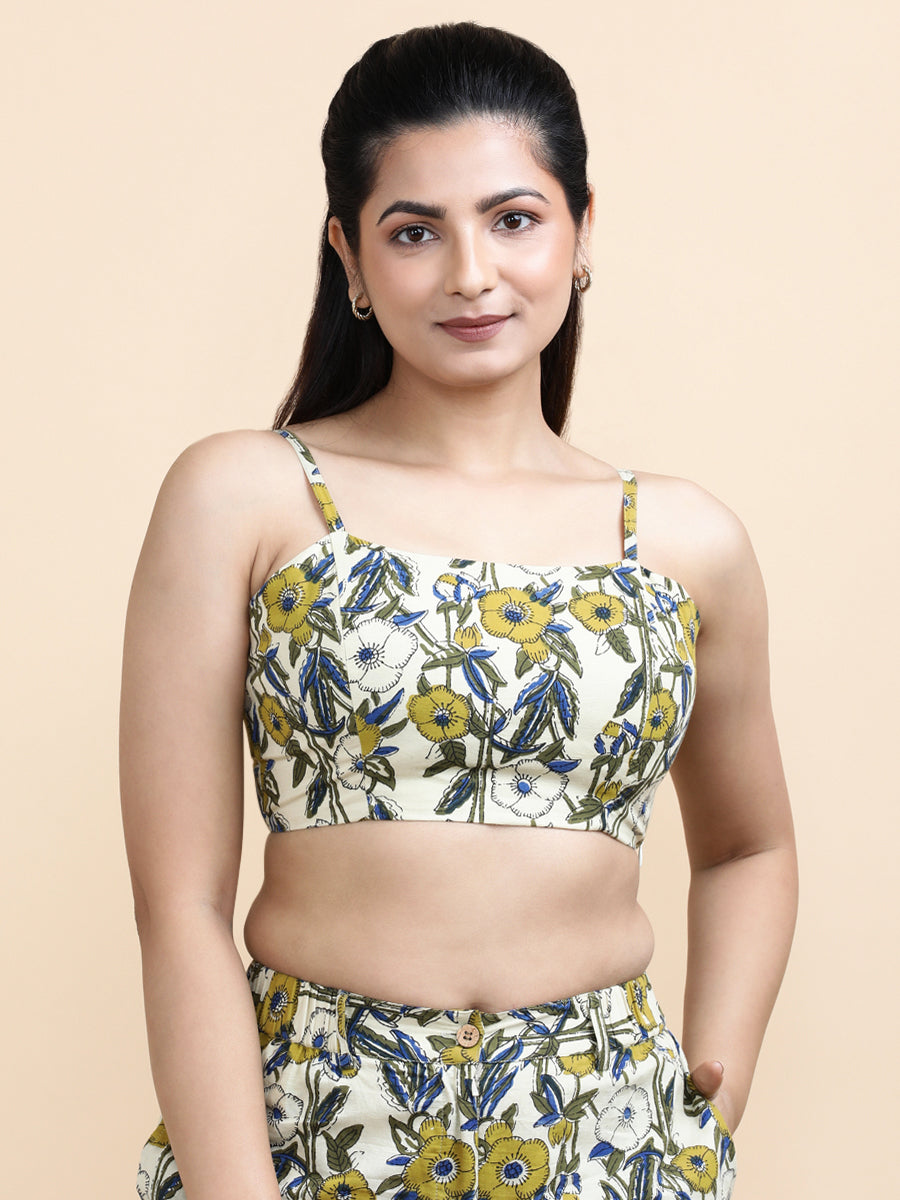 Orla x Soma Top, in Cream 100% Cotton, featuring sleeveless and shoulder straps neckline, made for daily & work (view 4).