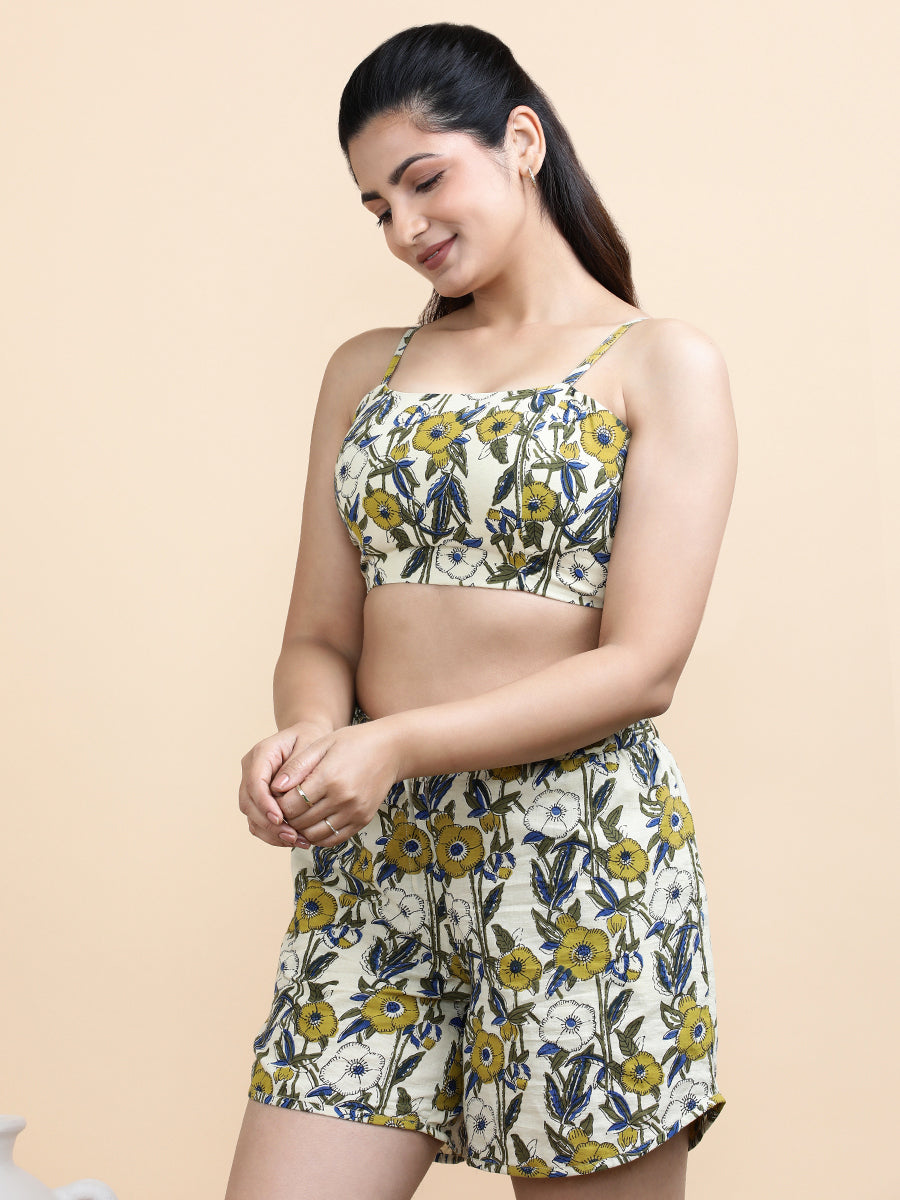 Orla x Soma Top, in Cream 100% Cotton, featuring sleeveless and shoulder straps neckline, made for daily & work (view 6).