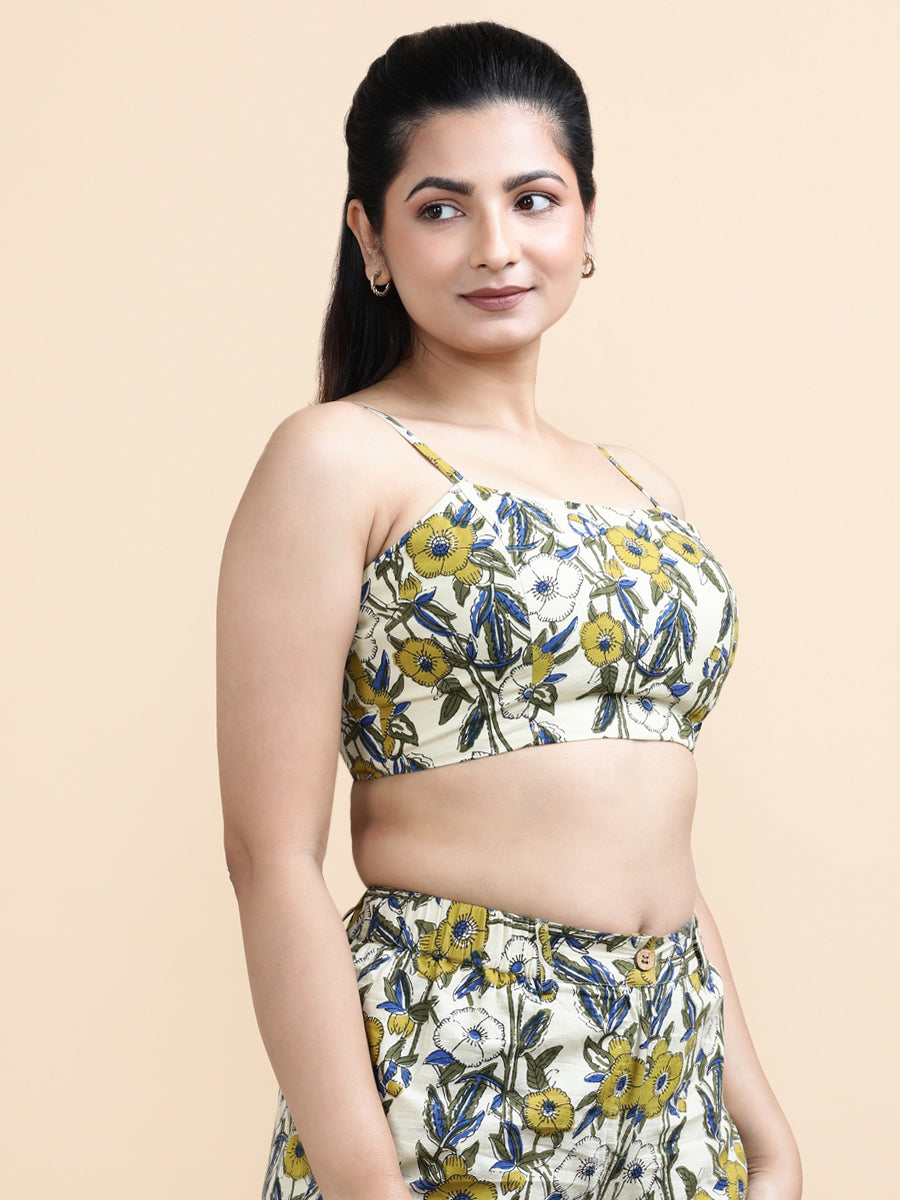 Orla x Soma Top, in Cream 100% Cotton, featuring sleeveless and shoulder straps neckline, made for daily & work (view 8).