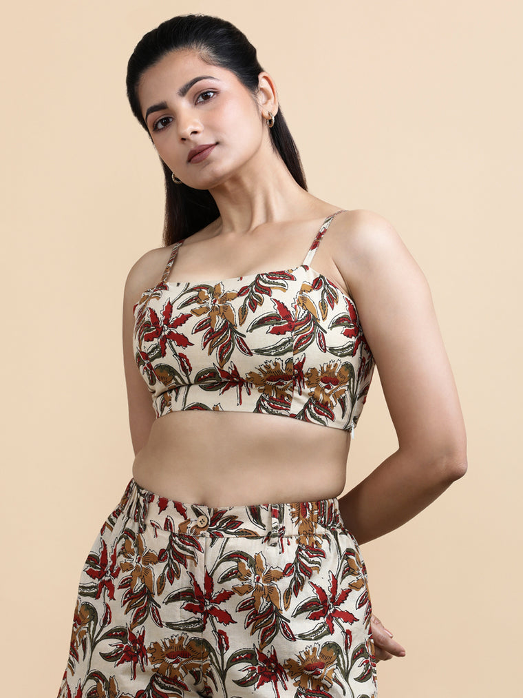 Viola x Soma Top, in Cream 100% Cotton, featuring sleeveless and shoulder straps neckline, made for daily & work.