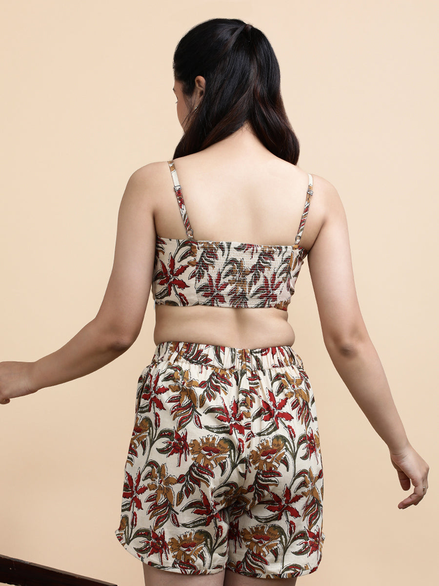 Viola x Soma Top, in Cream 100% Cotton, featuring sleeveless and shoulder straps neckline, made for daily & work (view 2).