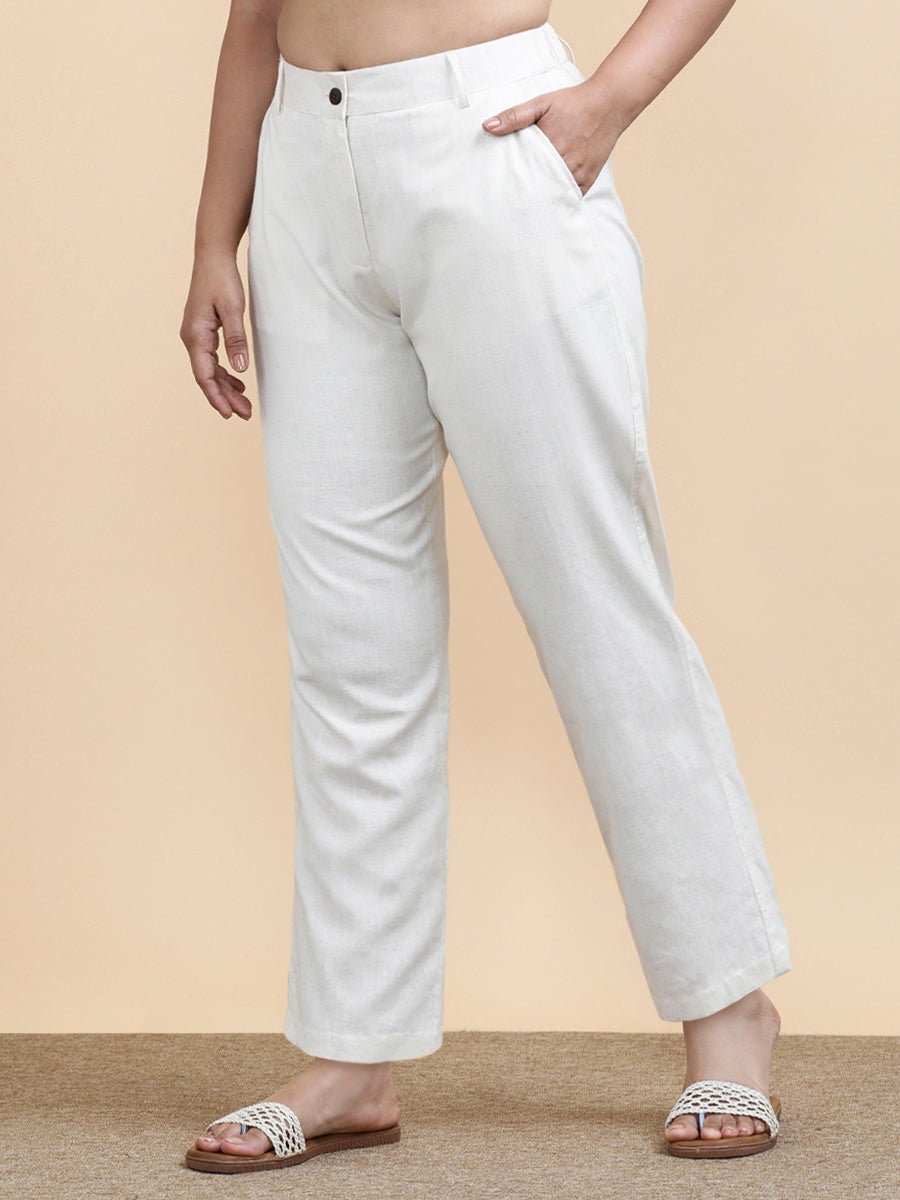 Cleo x Soma | Women's Regular Fit Trouser in Natural Fleck Linen