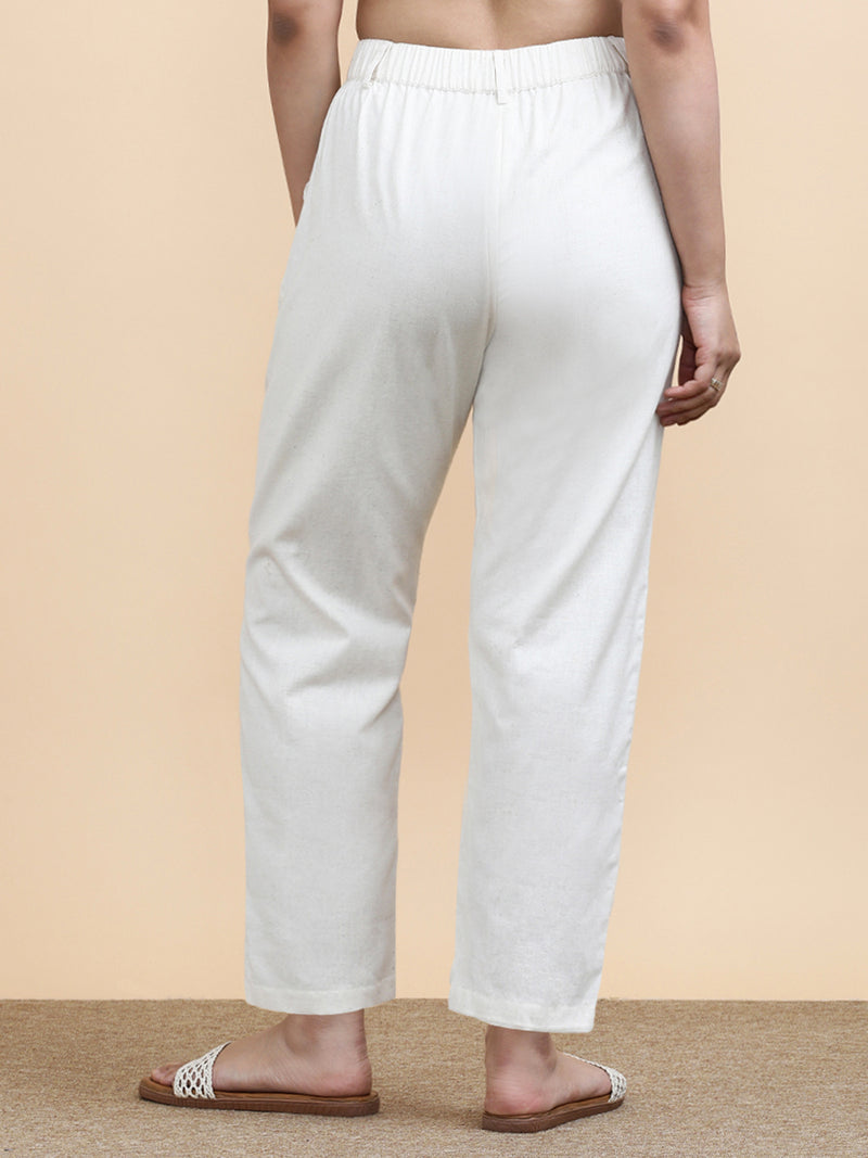Cleo x Soma | Women's Regular Fit Trouser in Natural Fleck Linen-Binks