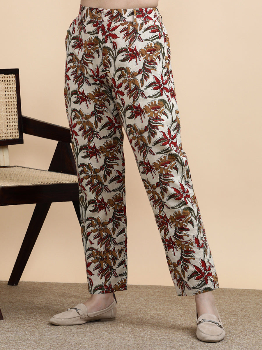 Tilda x Soma Trouser, in Cream 100% Cotton, made for daily & work (view 4).