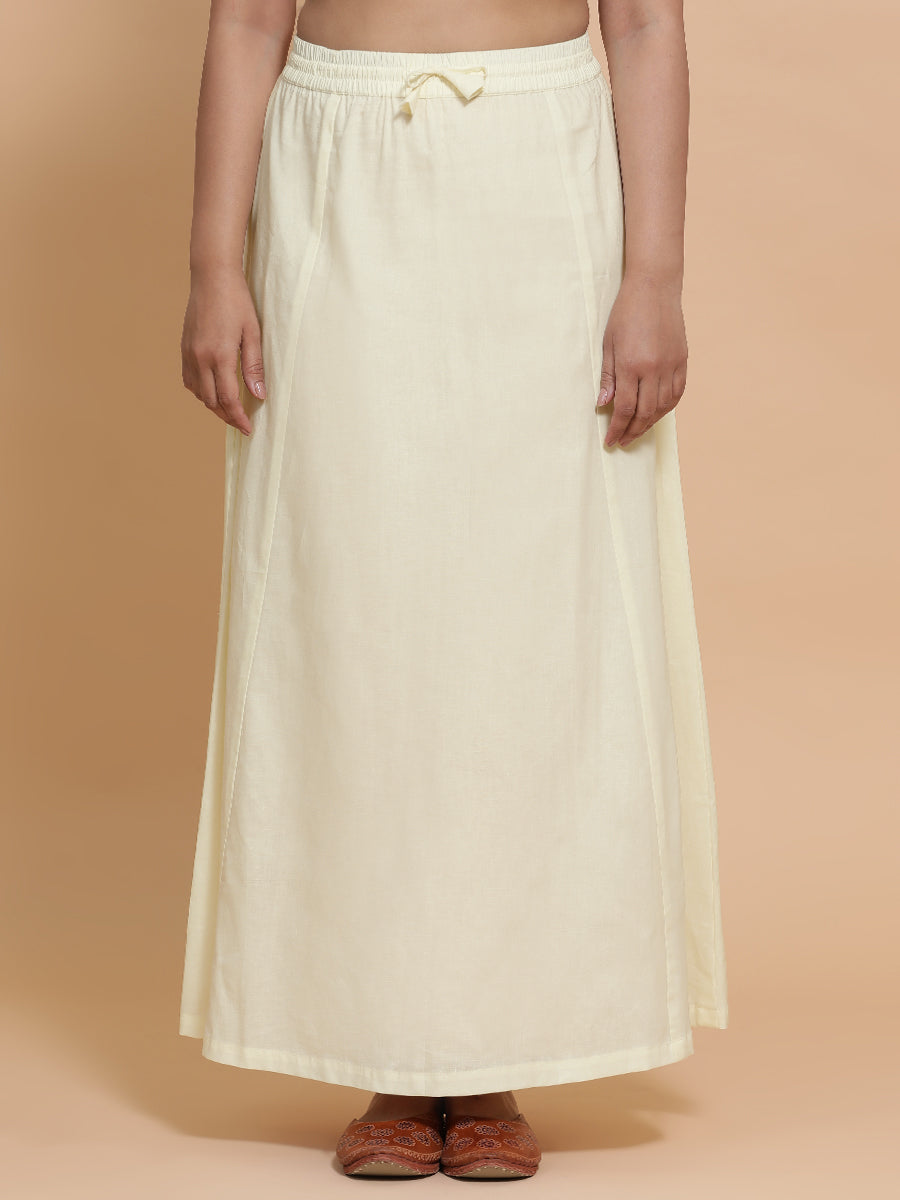 Petticoat/Underskirt for Sarees in Chalk White Linen, in White 70% Cotton 30% Linen, made for daily & work (view 4).