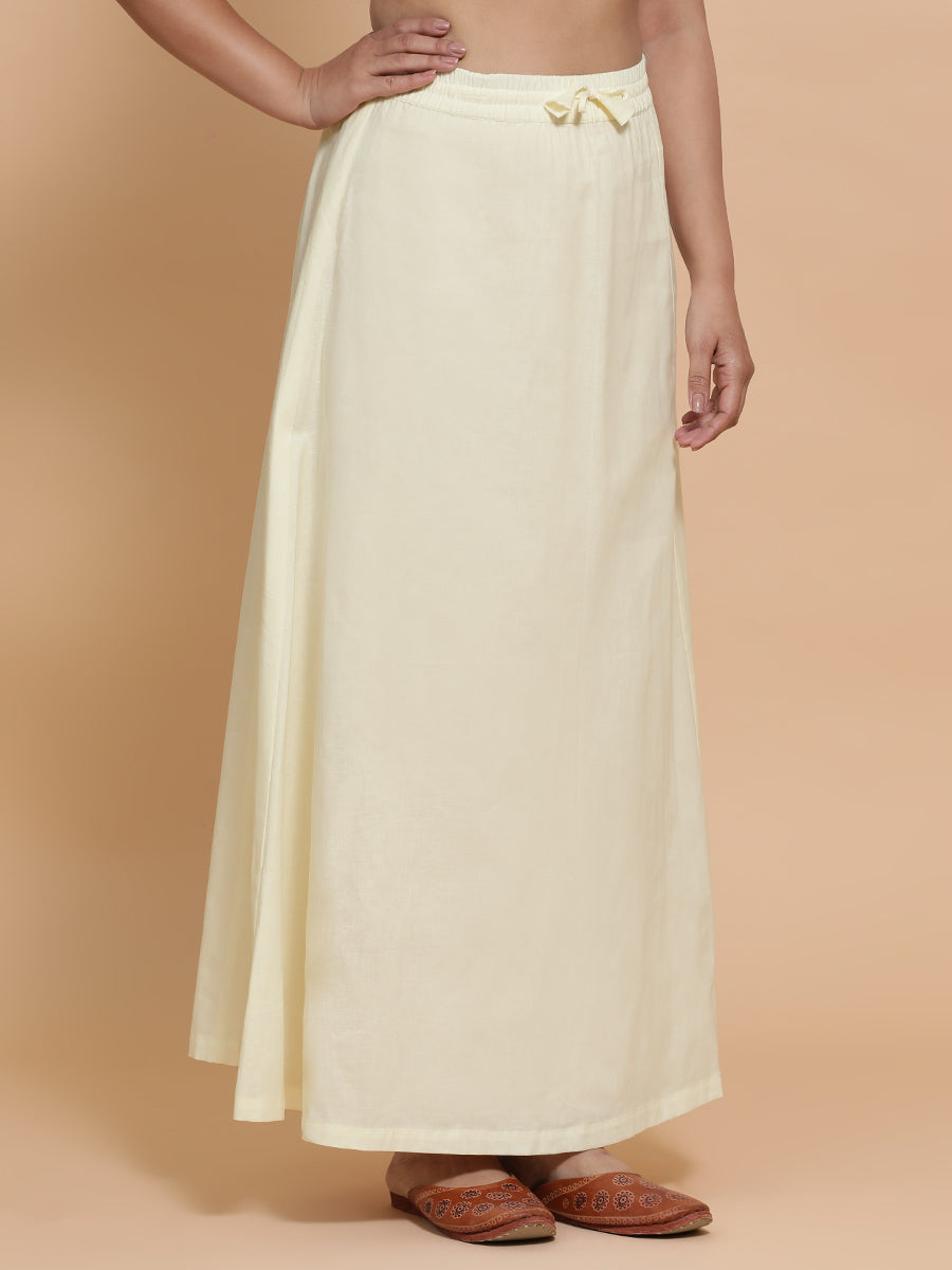 Petticoat/Underskirt for Sarees in Chalk White Linen, in White 70% Cotton 30% Linen, made for daily & work (view 7).