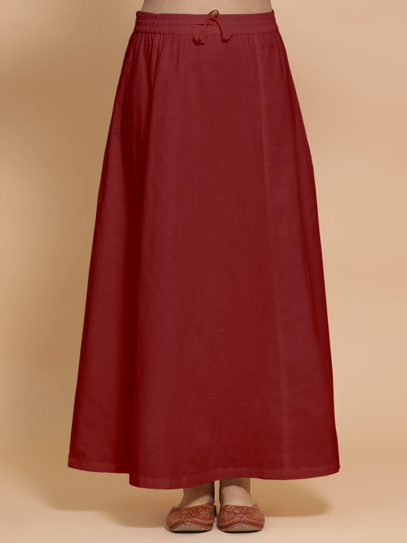 Petticoat/Underskirt for Sarees in Cranberry Red Linen-Binks