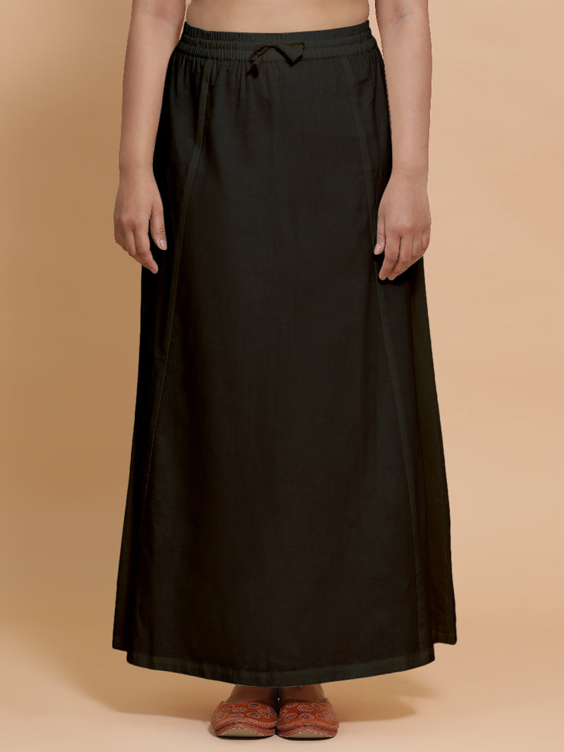 Petticoat/Underskirt for Sarees in Ebony Black Linen-Binks