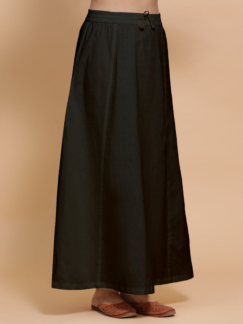 Petticoat/Underskirt for Sarees in Ebony Black Linen-Binks