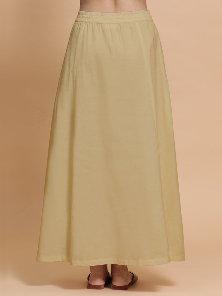 Petticoat/Underskirt for Sarees in Ecru Beige Linen, in Beige 70% Cotton 30% Linen, made for daily & work (view 2).