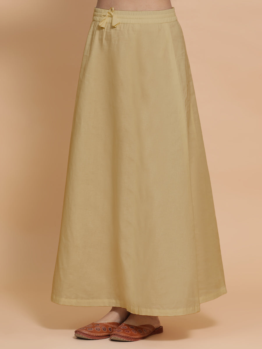 Petticoat/Underskirt for Sarees in Ecru Beige Linen, in Beige 70% Cotton 30% Linen, made for daily & work (view 7).