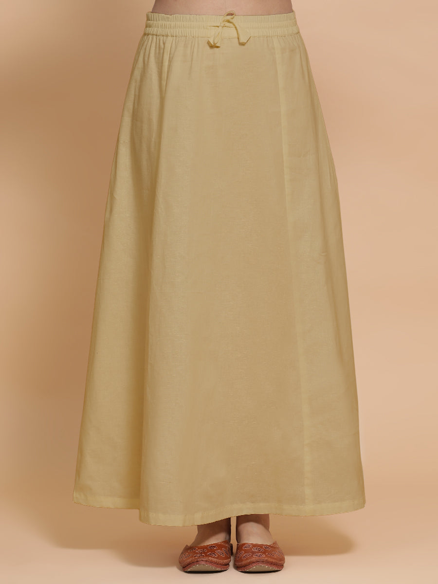 Petticoat/Underskirt for Sarees in Ecru Beige Linen, in Beige 70% Cotton 30% Linen, made for daily & work (view 8).