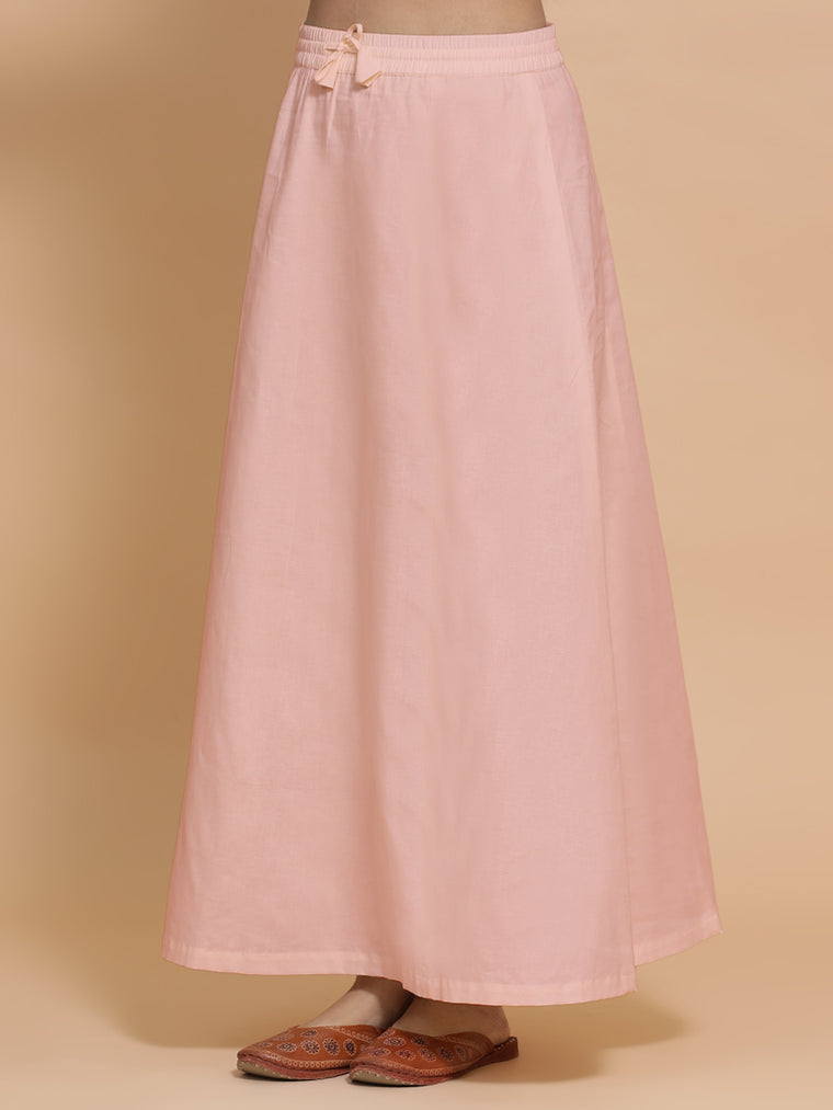 Petticoat/Underskirt for Sarees in Misty Pink Linen, in Pink 70% Cotton 30% Linen, made for daily & work.
