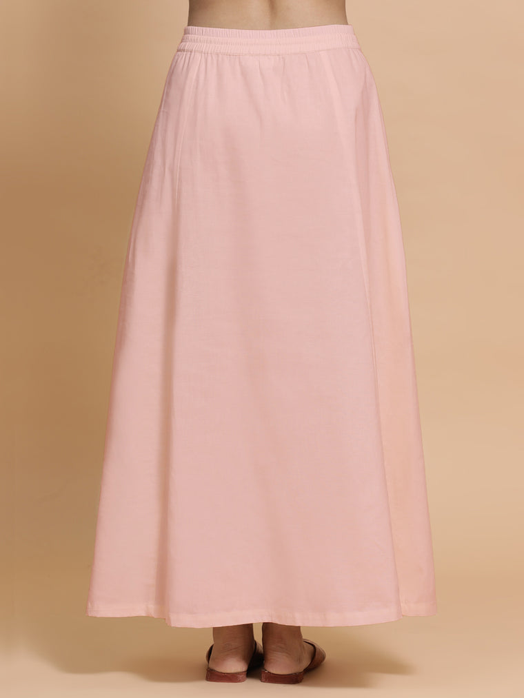 Petticoat/Underskirt for Sarees in Misty Pink Linen, in Pink 70% Cotton 30% Linen, made for daily & work (view 2).