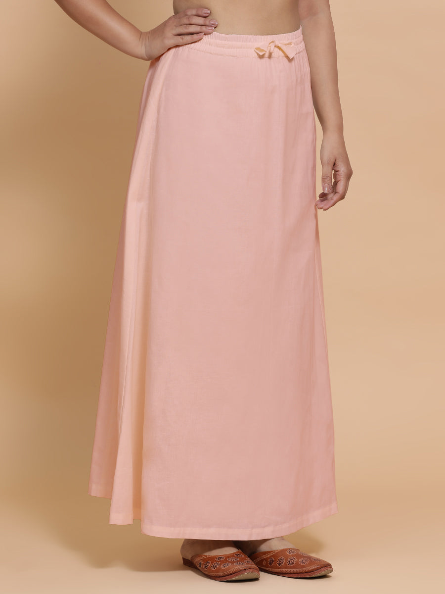 Petticoat/Underskirt for Sarees in Misty Pink Linen, in Pink 70% Cotton 30% Linen, made for daily & work (view 7).