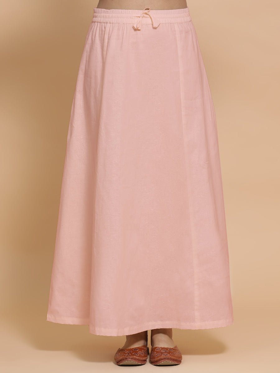 Petticoat/Underskirt for Sarees in Misty Pink Linen, in Pink 70% Cotton 30% Linen, made for daily & work (view 8).