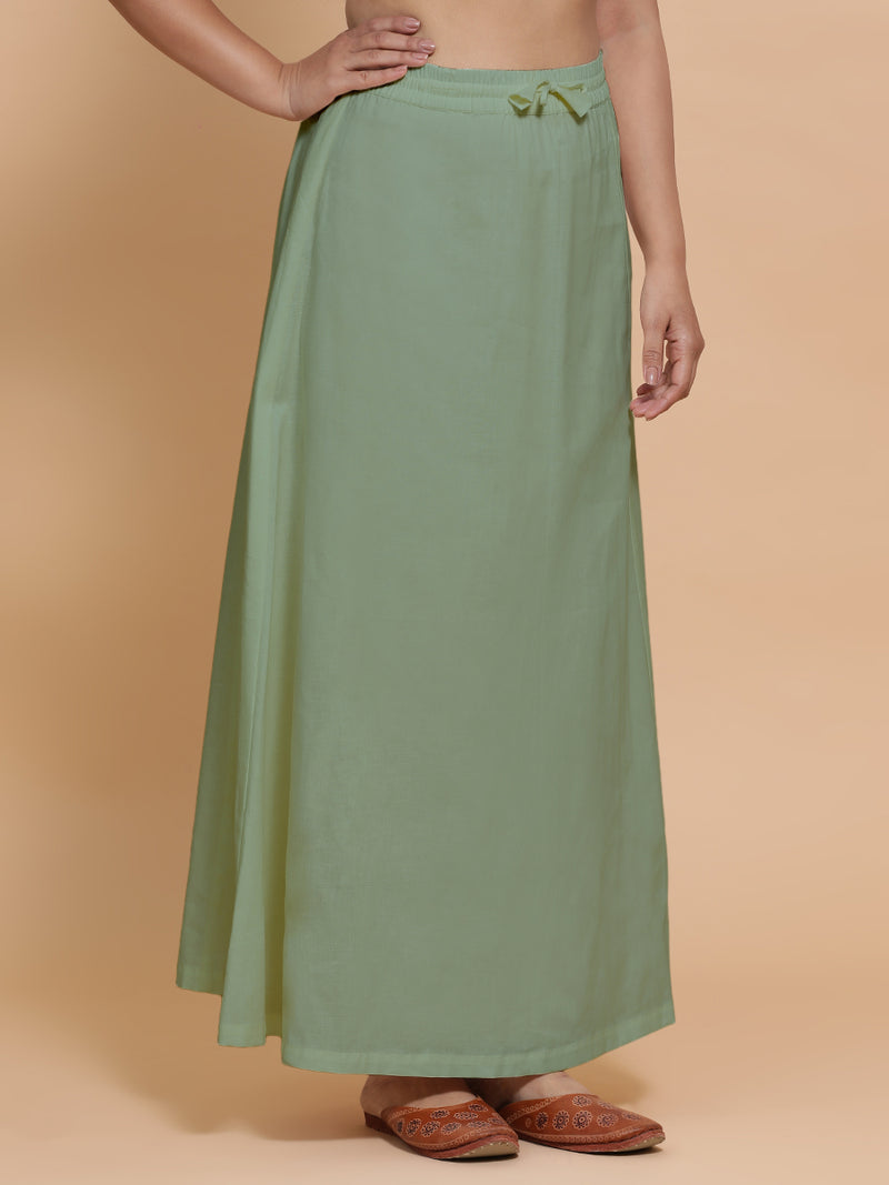 Petticoat/Underskirt for Sarees in Peppermint Green Linen-Binks