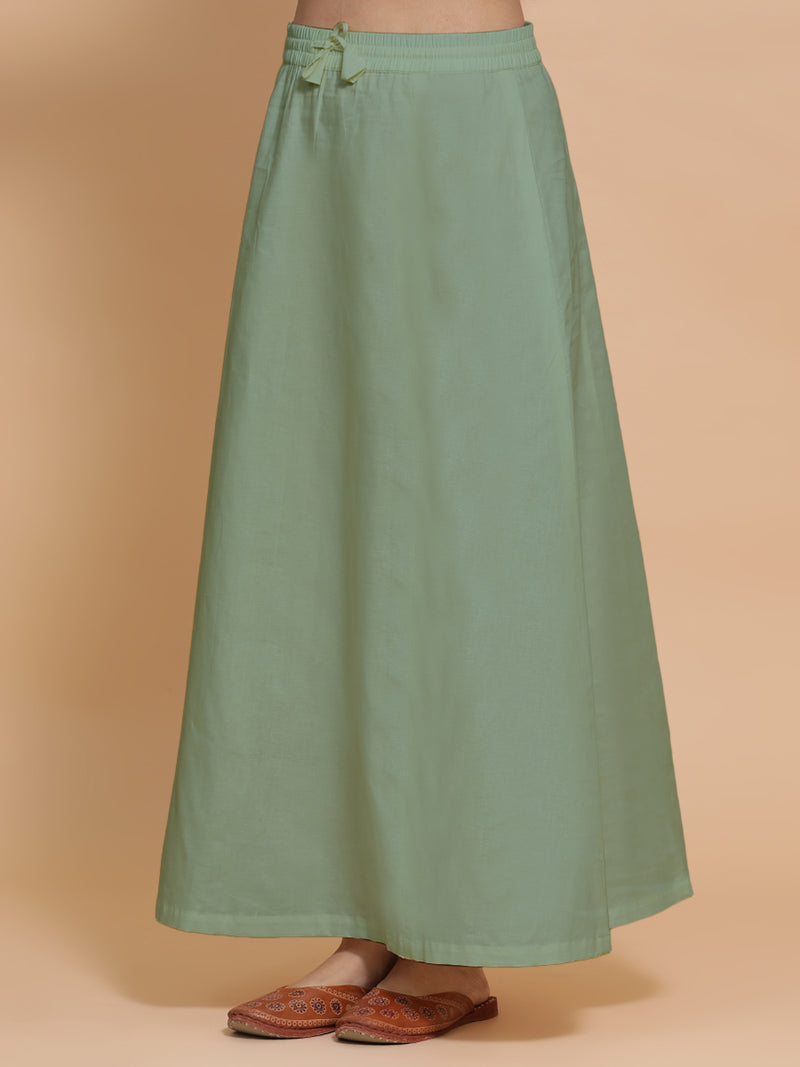 Petticoat/Underskirt for Sarees in Peppermint Green Linen-Binks