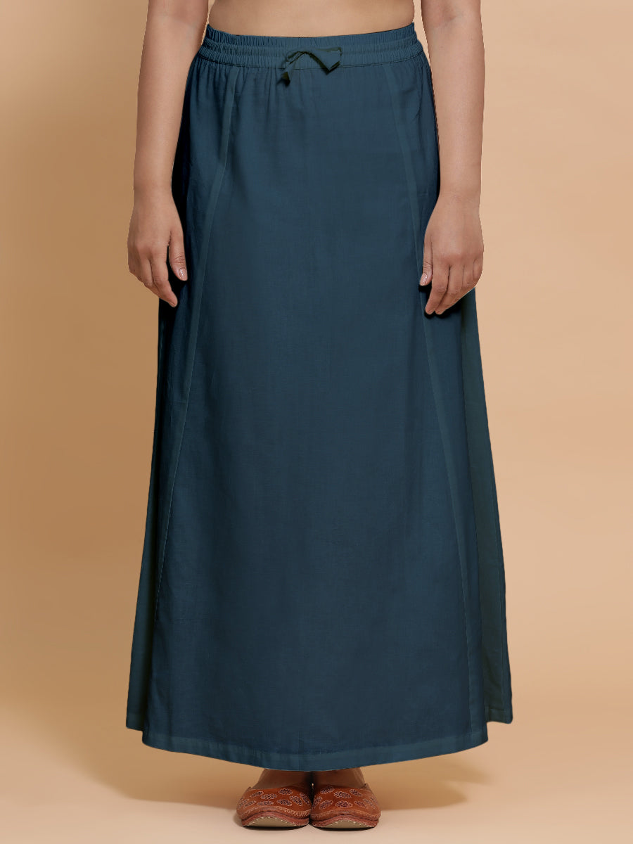 Petticoat/Underskirt for Sarees in Regal Blue Linen, in Blue 70% Cotton 30% Linen, made for daily & work.