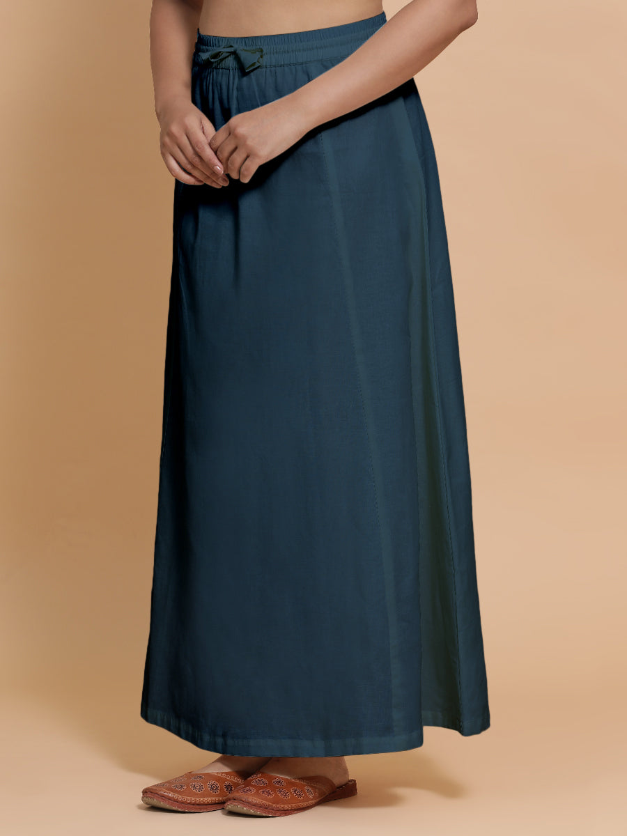 Petticoat/Underskirt for Sarees in Regal Blue Linen, in Blue 70% Cotton 30% Linen, made for daily & work (view 5).