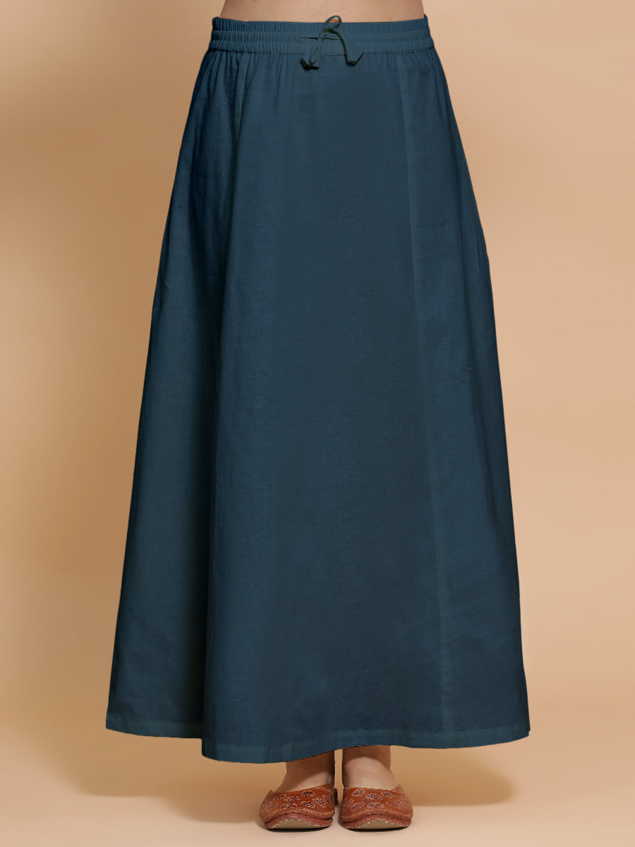 Petticoat/Underskirt for Sarees in Regal Blue Linen, in Blue 70% Cotton 30% Linen, made for daily & work (view 8).
