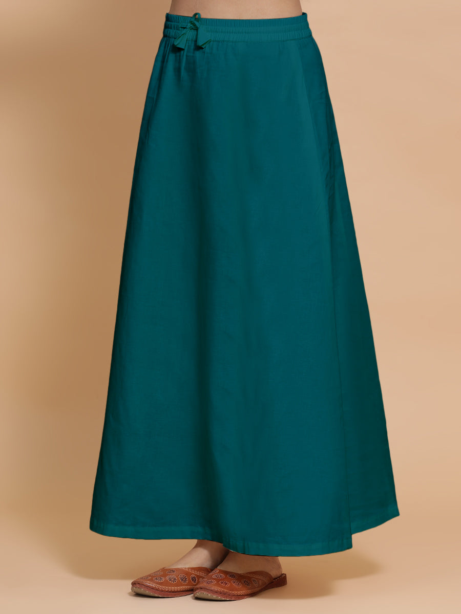 Petticoat/Underskirt for Sarees in Teal Blue Linen, in Blue 70% Cotton 30% Linen, made for daily & work (view 7).