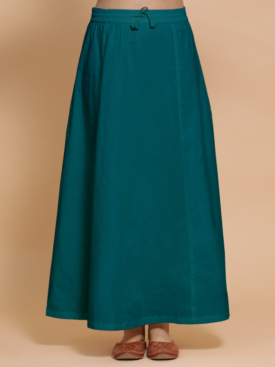 Petticoat/Underskirt for Sarees in Teal Blue Linen, in Blue 70% Cotton 30% Linen, made for daily & work (view 8).