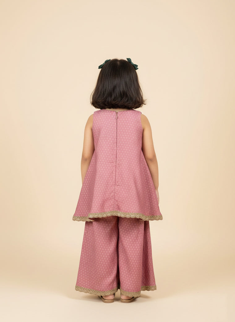Kitty x Tyohaar Kidswear - Girls, in Chandheri, featuring sleeveless and jewel neckline, made for party & festive (view 2).