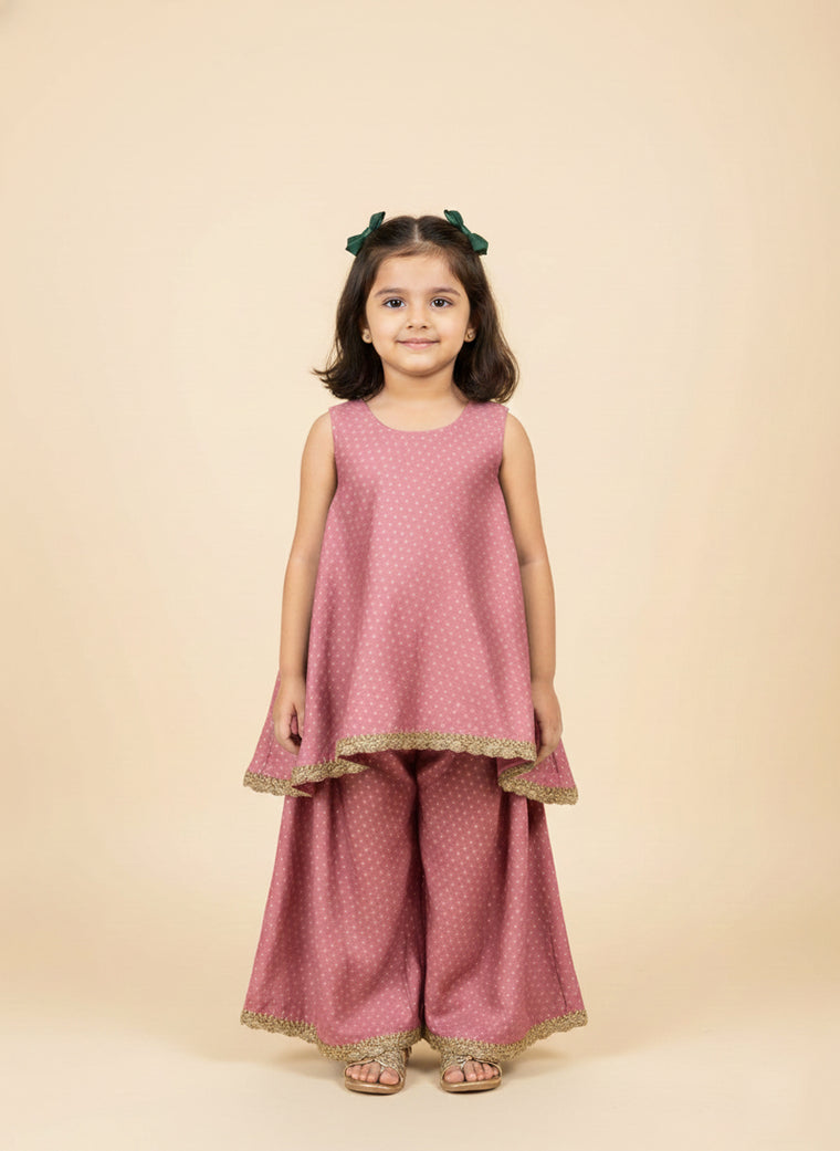 Kitty x Tyohaar Kidswear - Girls, in Chandheri, featuring sleeveless and jewel neckline, made for party & festive (view 3).