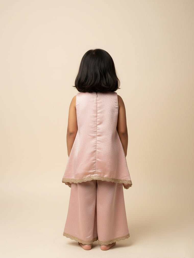 Kitty x Tyohaar Kidswear - Girls, in Chandheri, featuring sleeveless and jewel neckline, made for party & festive (view 2).