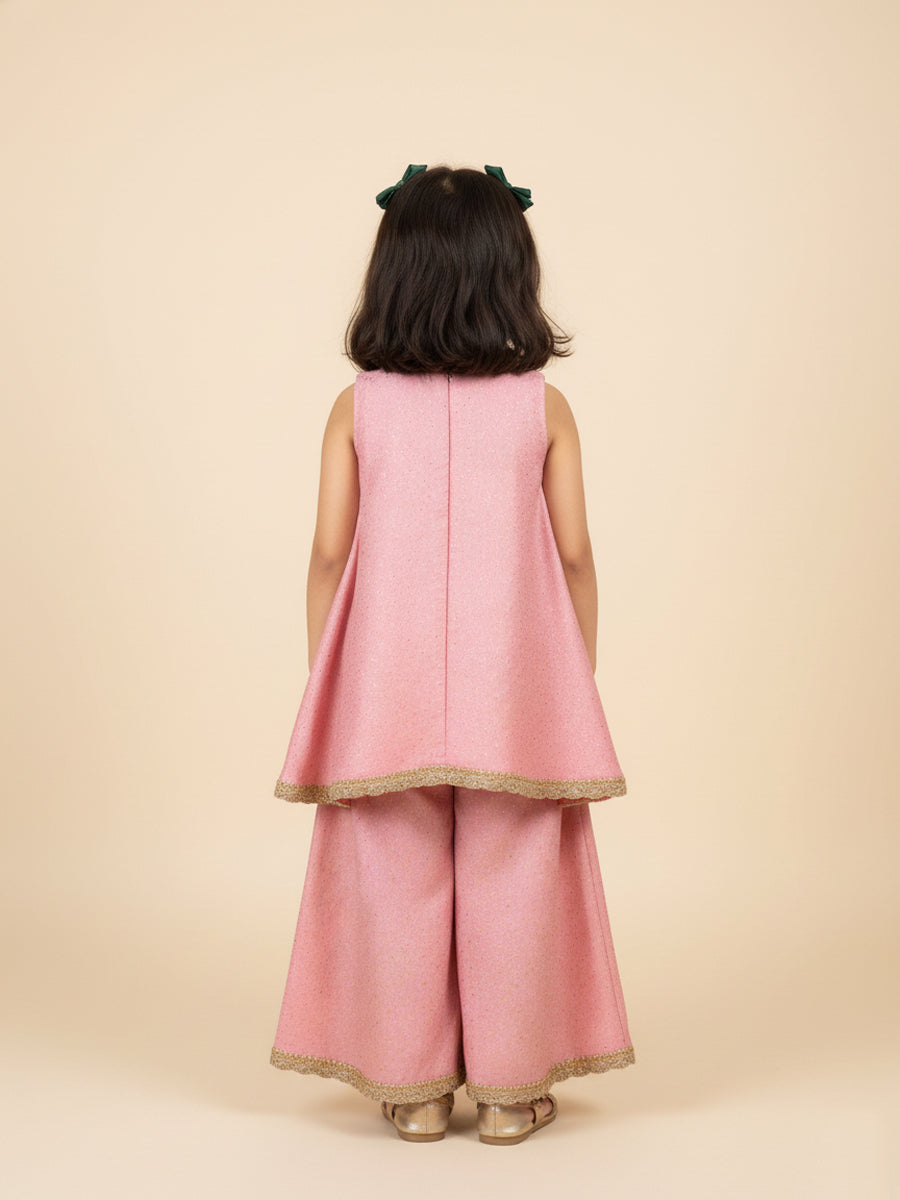 Kitty x Tyohaar Kidswear - Girls, in Chandheri, featuring sleeveless and jewel neckline, made for party & festive (view 2).