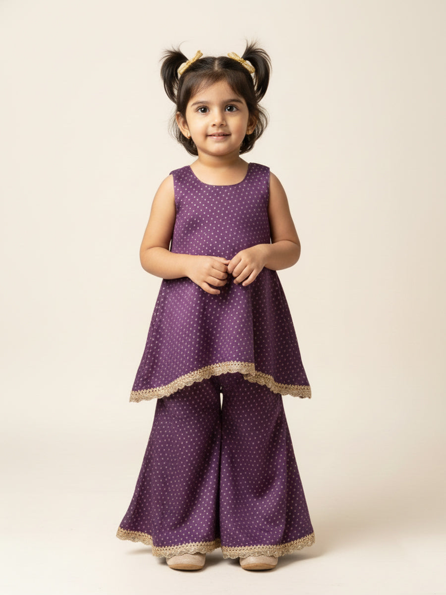Kitty x Tyohaar Kidswear - Girls, in Chandheri, featuring sleeveless and jewel neckline, made for party & festive.