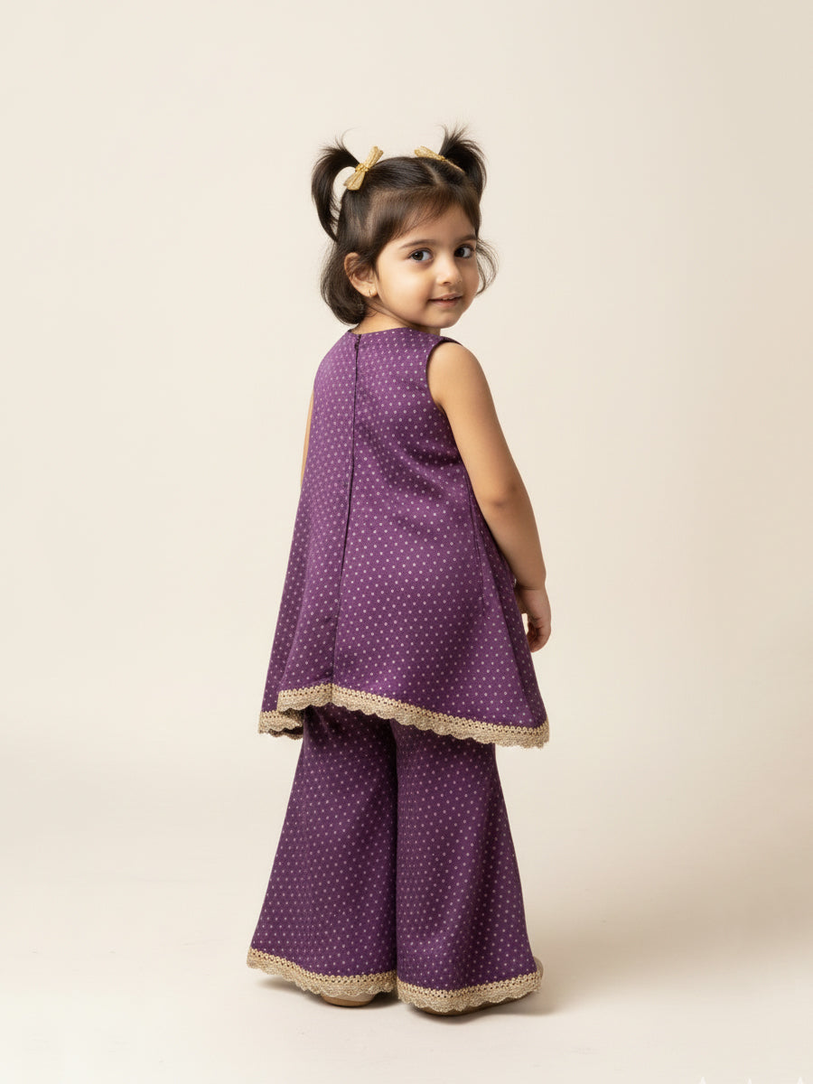 Kitty x Tyohaar Kidswear - Girls, in Chandheri, featuring sleeveless and jewel neckline, made for party & festive (view 2).