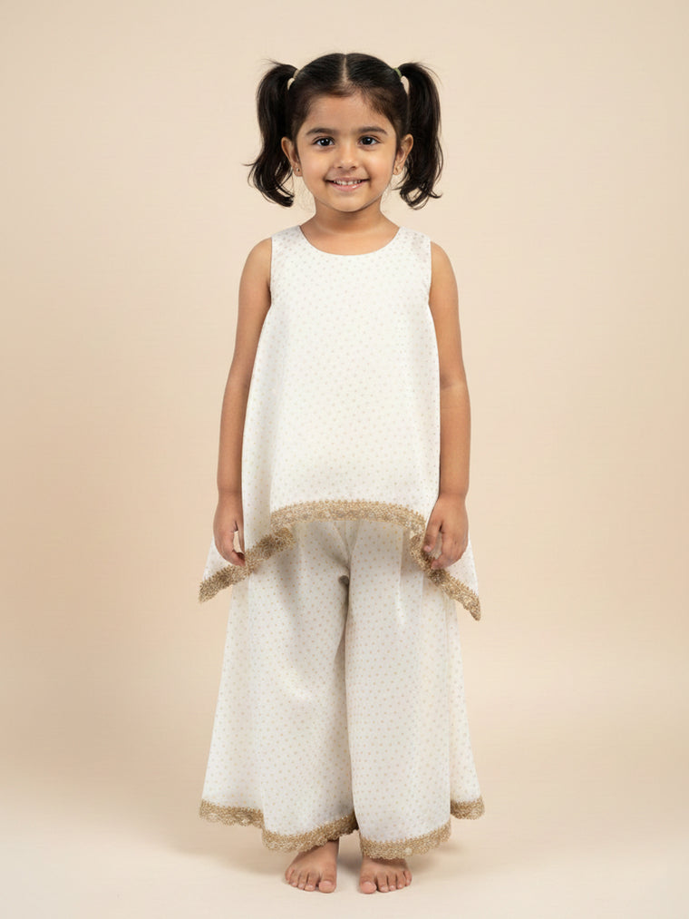 Kitty x Tyohaar Kidswear - Girls, in Chandheri, featuring sleeveless and jewel neckline, made for party & festive.