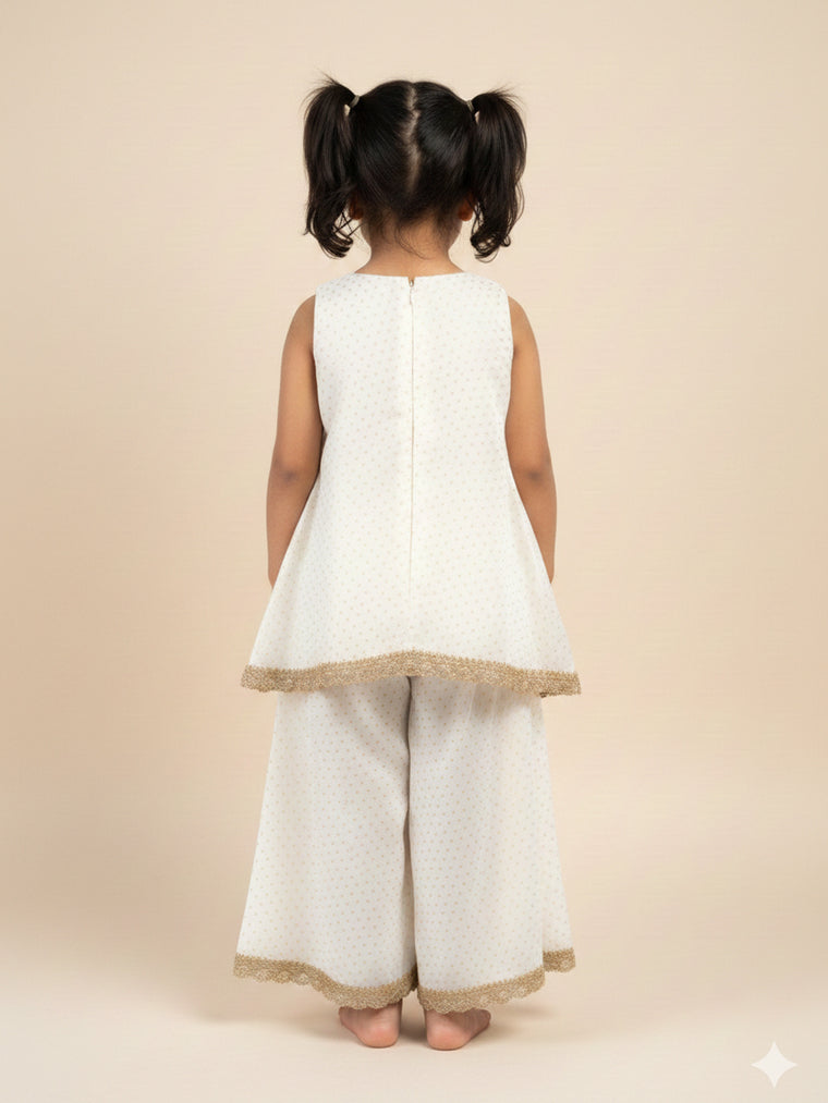 Kitty x Tyohaar Kidswear - Girls, in Chandheri, featuring sleeveless and jewel neckline, made for party & festive (view 2).