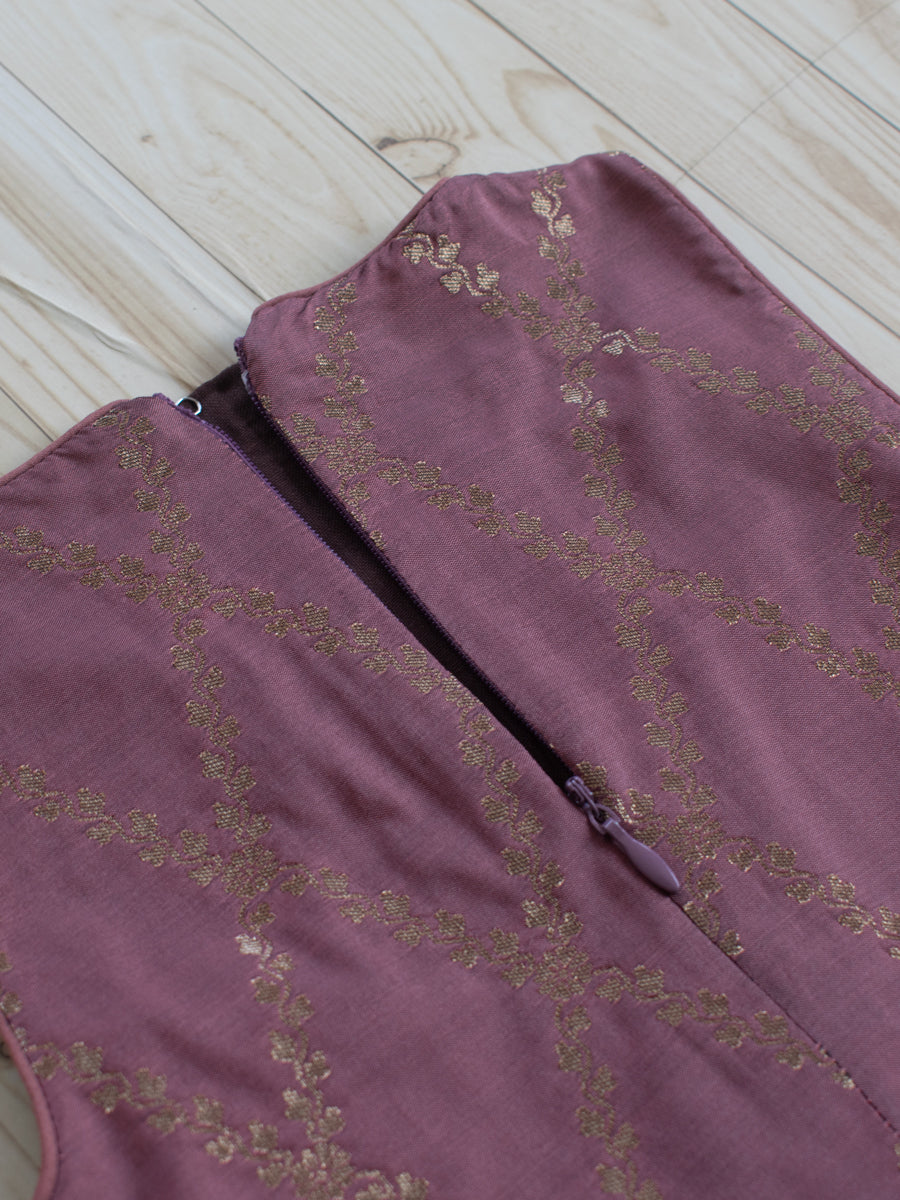 Poppy x Tyohaar Kidswear - Girls, in Pink Viscose Silk Brocade, featuring sleeveless and jewel neckline (view 5).