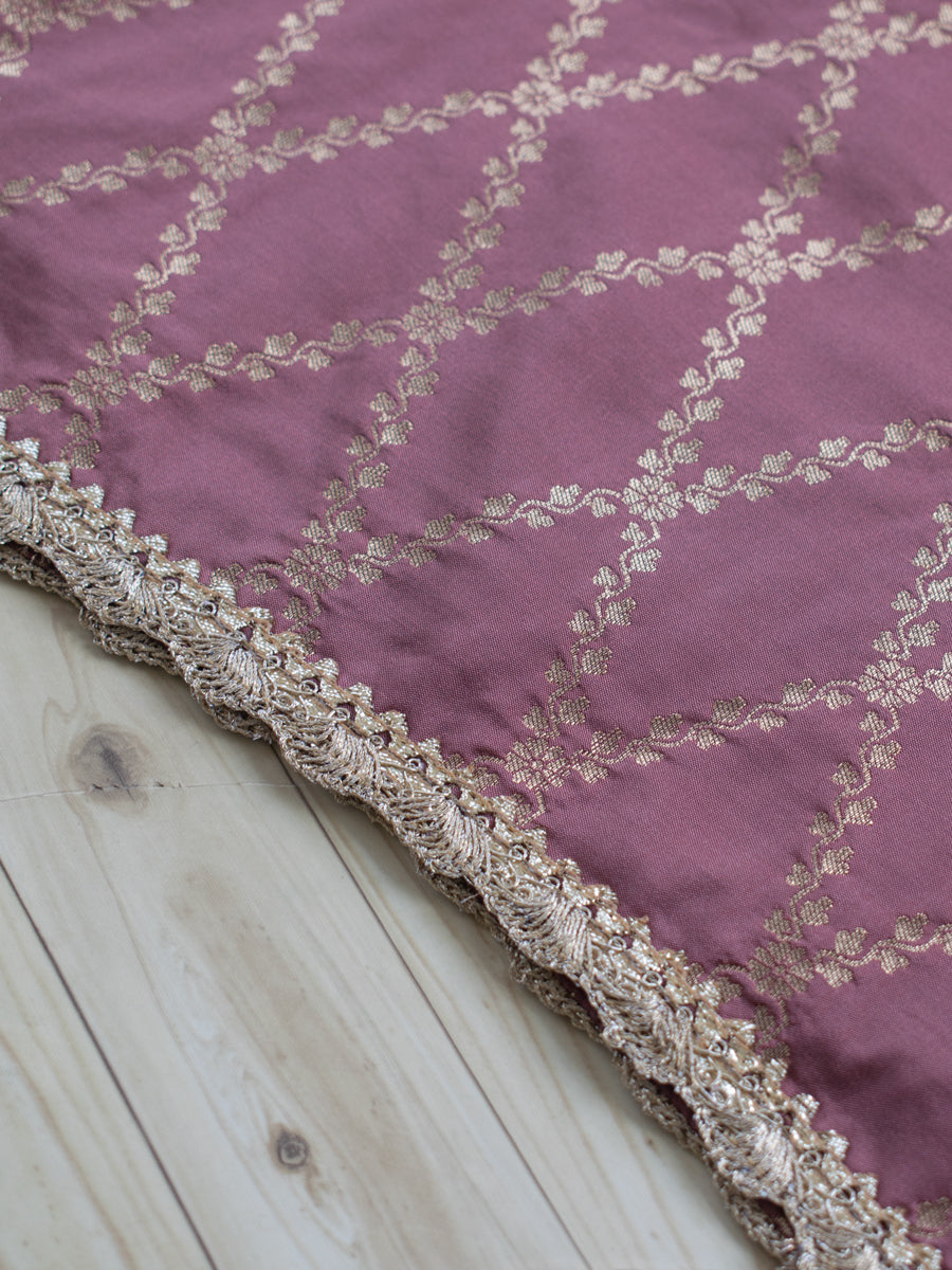 Poppy x Tyohaar Kidswear - Girls, in Pink Viscose Silk Brocade, featuring sleeveless and jewel neckline (view 7).