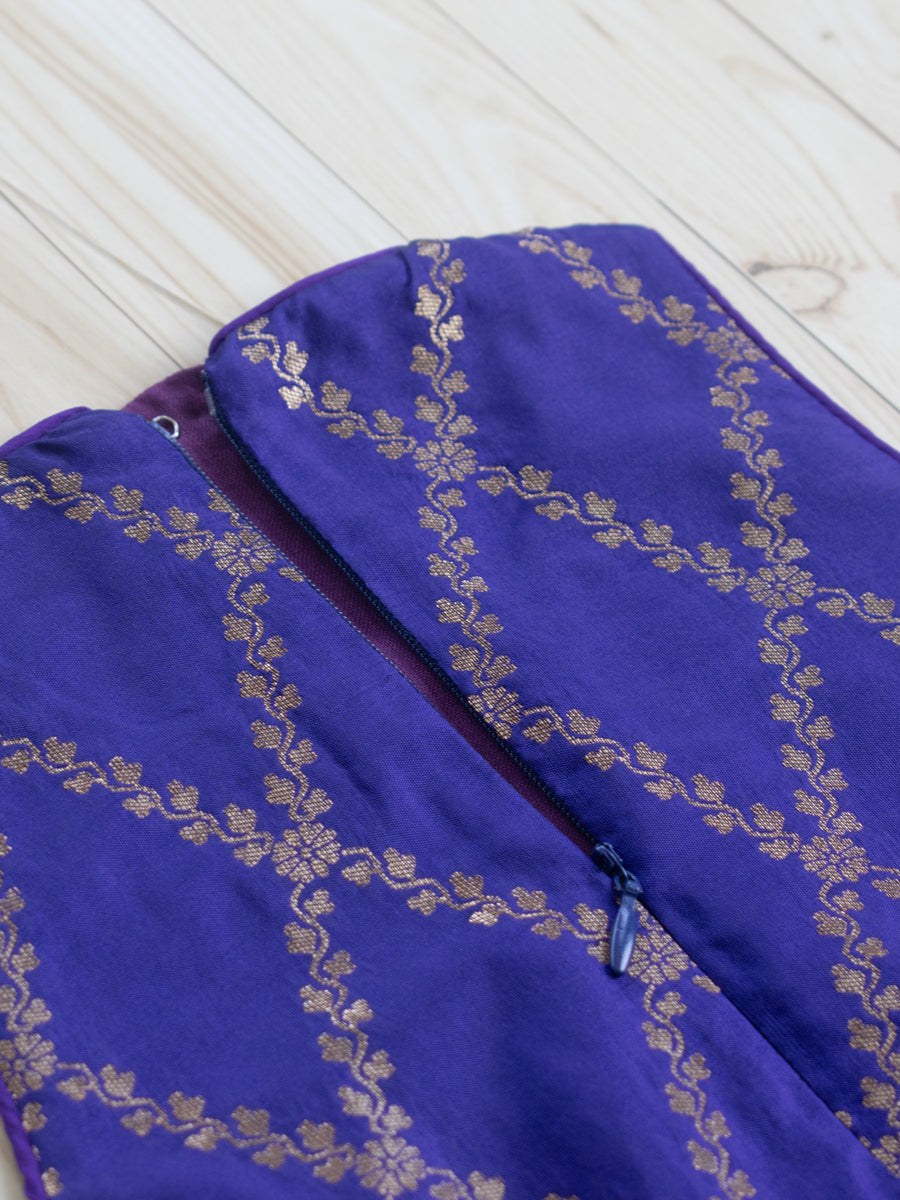 Poppy x Tyohaar Kidswear - Girls, in Purple Viscose Silk Brocade, featuring sleeveless and jewel neckline (view 5).