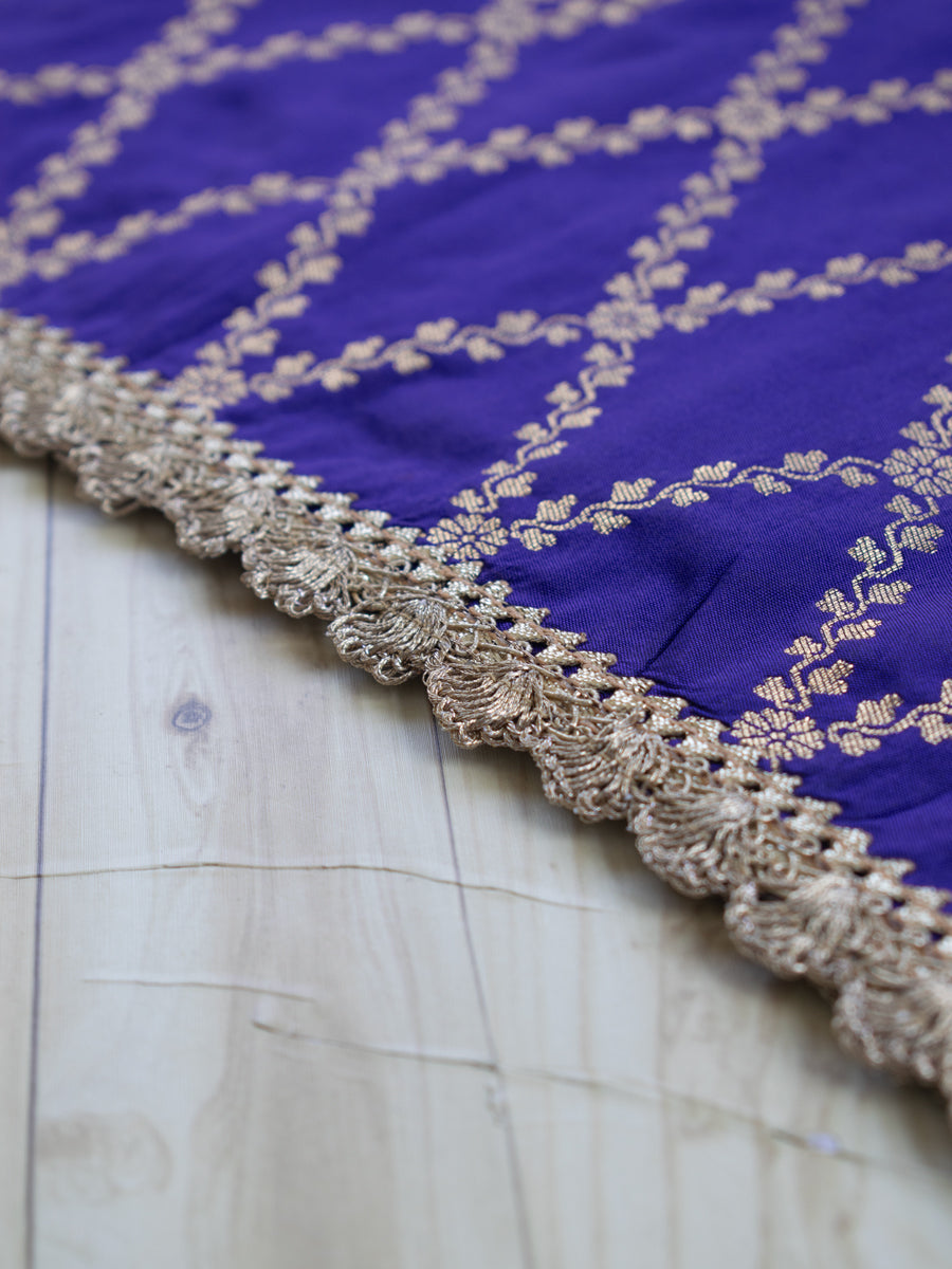 Poppy x Tyohaar Kidswear - Girls, in Purple Viscose Silk Brocade, featuring sleeveless and jewel neckline (view 7).